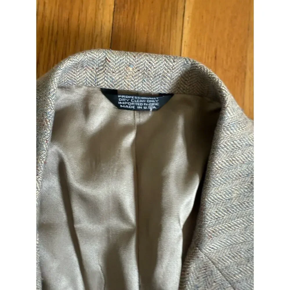 Vintage Orvis Blazer 44 R Beige Silk Wool Hopsack Professor Academia Professor